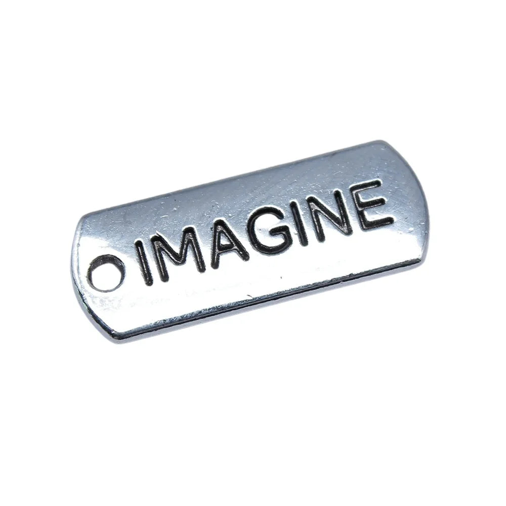 8x21mm 1.5g Antique Silver Zinc Alloy IMAGINE Tag Charm Pendant for Garment and Jewelry DIY