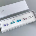 High Quality Aquamarine Glass Crystal Hexagon Geometric Stud Earrings For Women