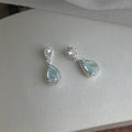 Light Luxury Aquamarine Teardrop Zircon Drop Earrings Eco Copper Geometric Women's Jewelry