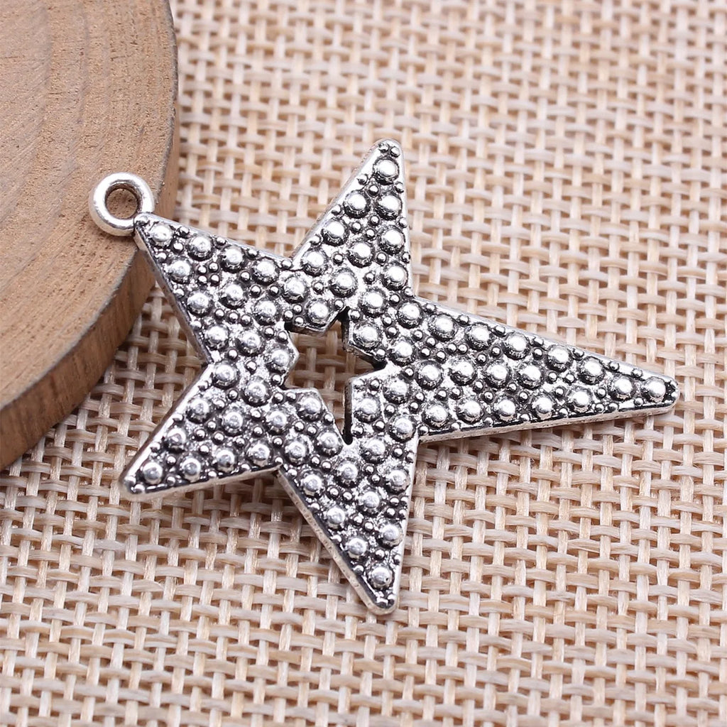 41x30mm 4.4g Antique Silver Zinc Alloy Star Charm Pendant for DIY Vintage Jewelry Making