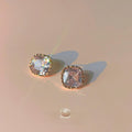 14K Gold Plated Sparkling Square Zircon Stud Earrings Minimalist Geometric Office Jewelry