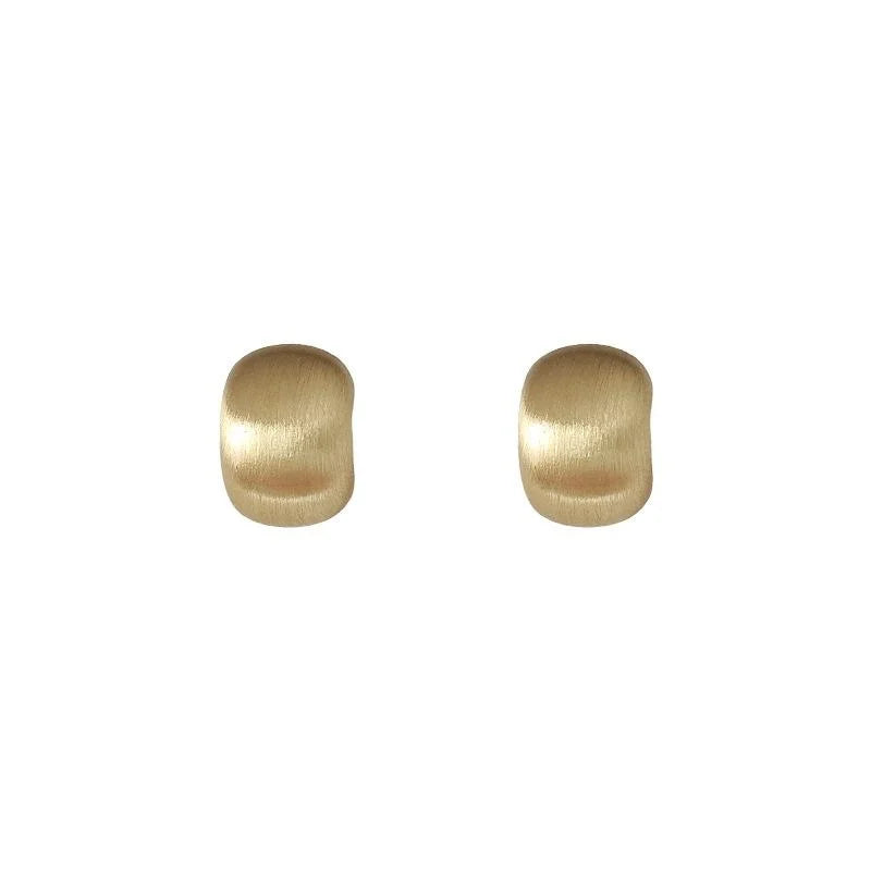Brushed Matte Gold Copper Round Stud Earrings Minimalist Geometric Fashion Jewelry