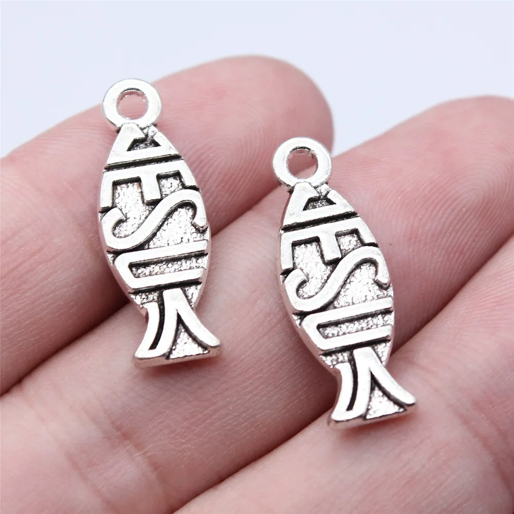 26x9mm 2g Antique Silver Zinc Alloy Fish Charm Pendant for DIY Necklace Bracelet Jewelry Making