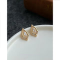 Light Luxury Geometric Star Zircon Copper Stud Earrings With Silver Plated Posts