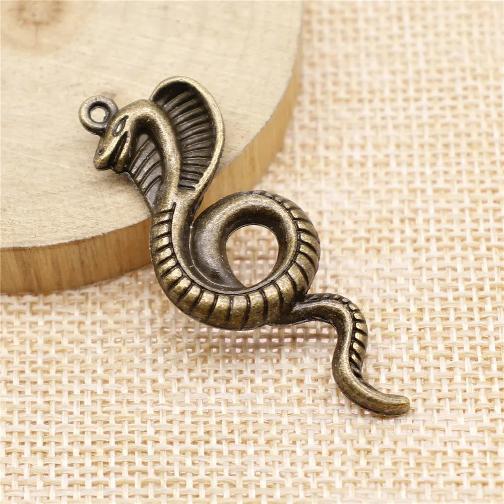 49x19mm 6.1g Multicolor Zinc Alloy Cobra Charm Pendant for DIY Snake Theme Necklace Jewelry Making