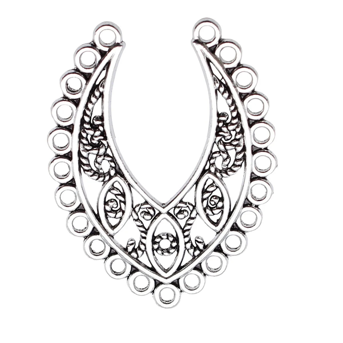 39x31mm 3.3g Antique Silver Zinc Alloy Earring Connector Charm for DIY Dangle Earring Jewelry Making