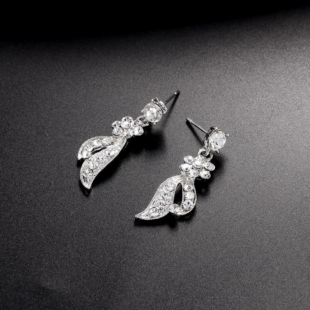 Elegant Bridal Crystal Rhinestone Butterfly Necklace And Earrings Jewelry Set For Wedding Party Banquet Gift