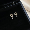 14K Gold Plated Copper Micro Pave Zircon Irregular Geometric Mini Stud Earrings For Women