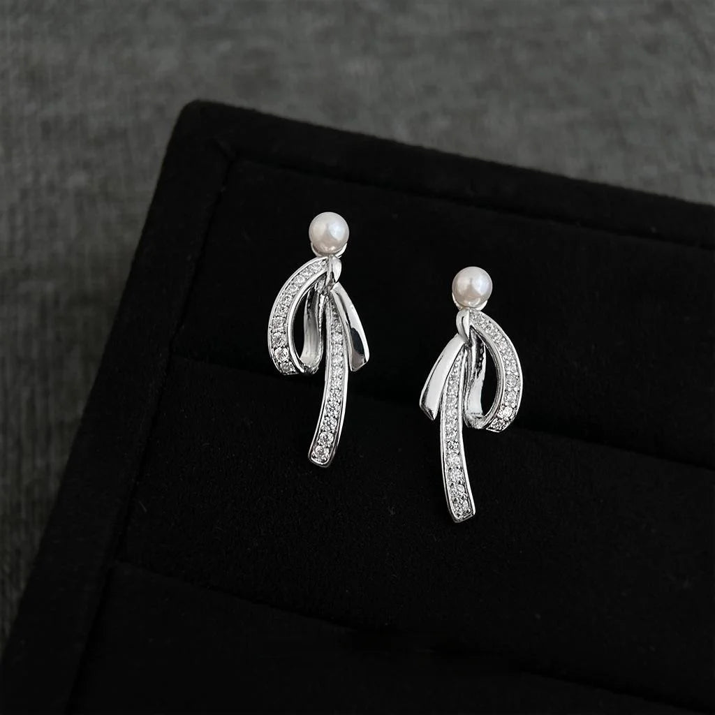 Fashion Zircon Bow Tassel Drop Earrings Eco-Friendly Copper Sweet Cool Jewelry