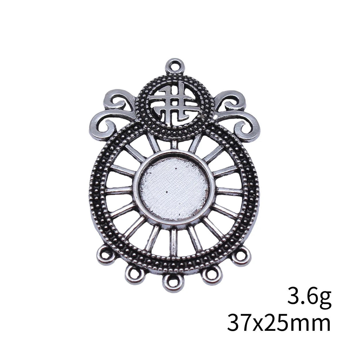 37x25mm 3.6g Antique Silver Zinc Alloy Gemstone Setting Earring Connector Charm for Jewelry DIY