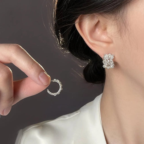 Lace Edge Hollow Geometric Copper Drop Earrings Sweet Light Luxury Style