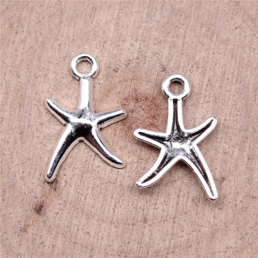 17x12mm 0.5g Antique Silver Zinc Alloy Starfish Charm Pendant for Ocean Theme DIY Jewelry Making