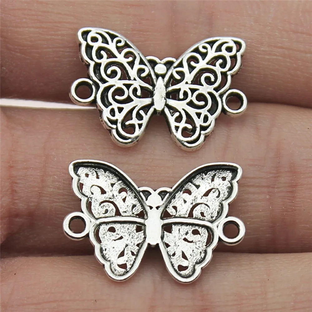 14x21mm 0.9g Zinc Alloy Butterfly Connector Charm for DIY Necklace Bracelet Jewelry Making