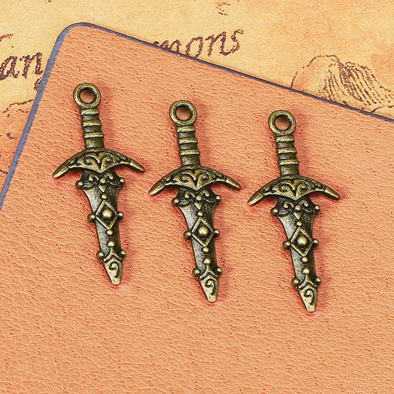 28x13MM Zinc Alloy Sword Charm Pendant for DIY Necklace Bracelet Jewelry Making