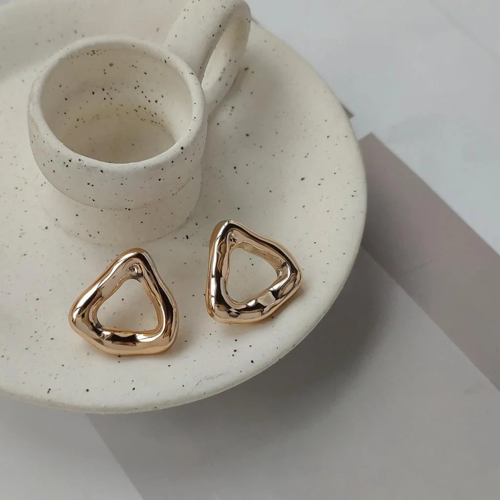 Minimalist 14K Plated Irregular Triangle Acrylic Stud Earrings