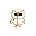 Cute Silver Alloy Owl Brooch With Black Rhinestone Eyes, Elegant Lapel Pin Corsage Suit Accessory Gift