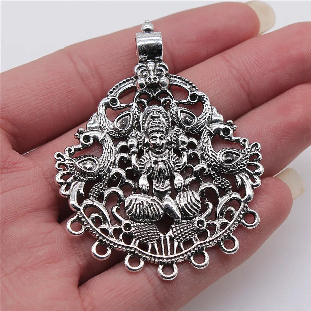 49x63mm 10.8g Antique Silver Zinc Alloy Indian Deity Charm Pendant for DIY Necklace Jewelry Making