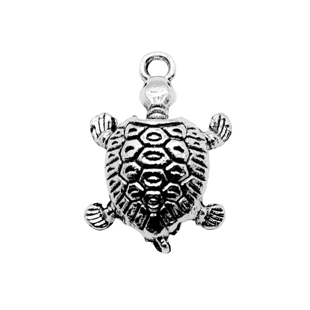 22x14mm 1.2g Antique Silver Zinc Alloy Turtle Charm Pendant for DIY Necklace Bracelet Jewelry Making