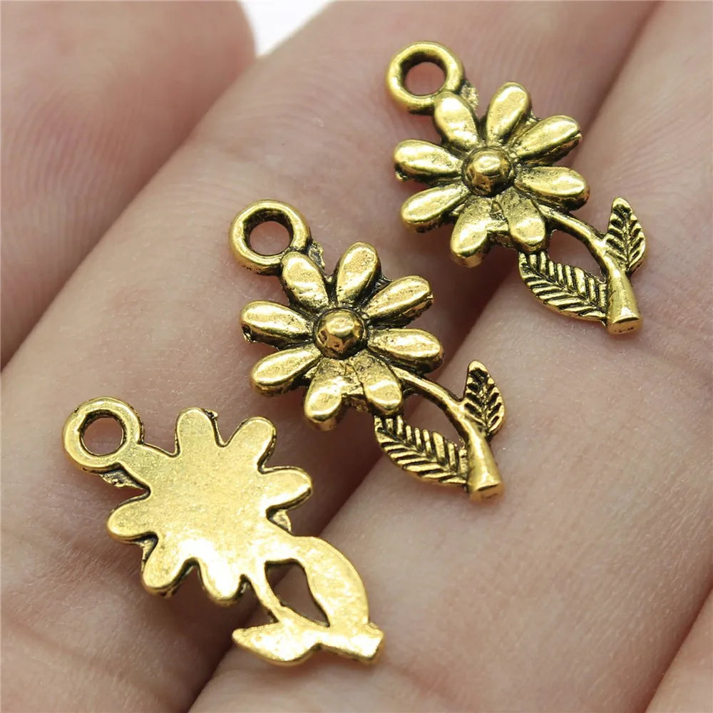 19x10mm 0.6g Multi Color Zinc Alloy Chrysanthemum Flower Charm Pendant for DIY Earrings Making
