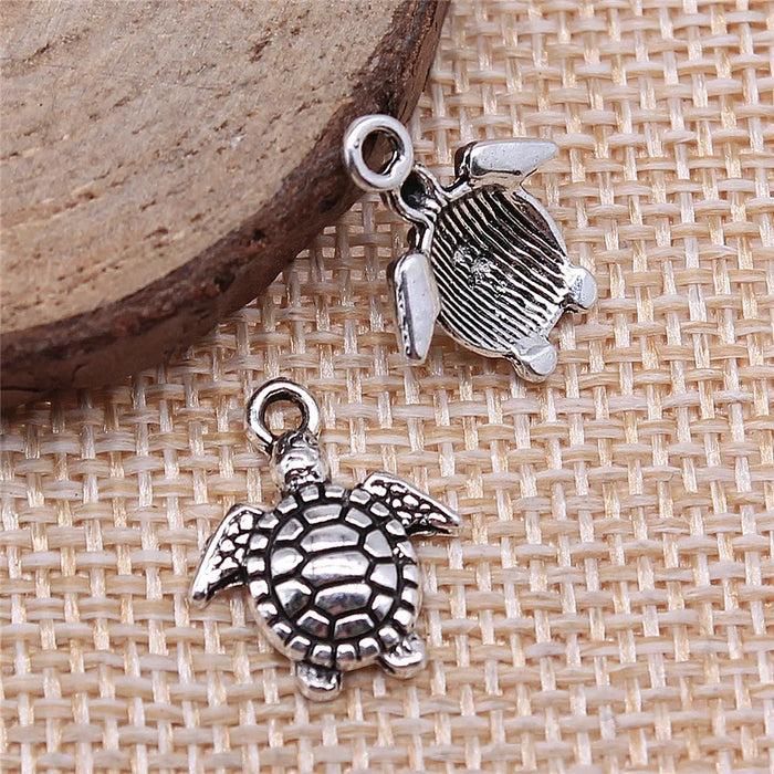 14x16mm 0.8g Antique Silver Zinc Alloy Small Sea Turtle Charm Pendant for DIY Jewelry Making