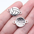 23x15mm 1.1g Antique Silver Zinc Alloy Volleyball Connector Charm for DIY Sports Jewelry Making
