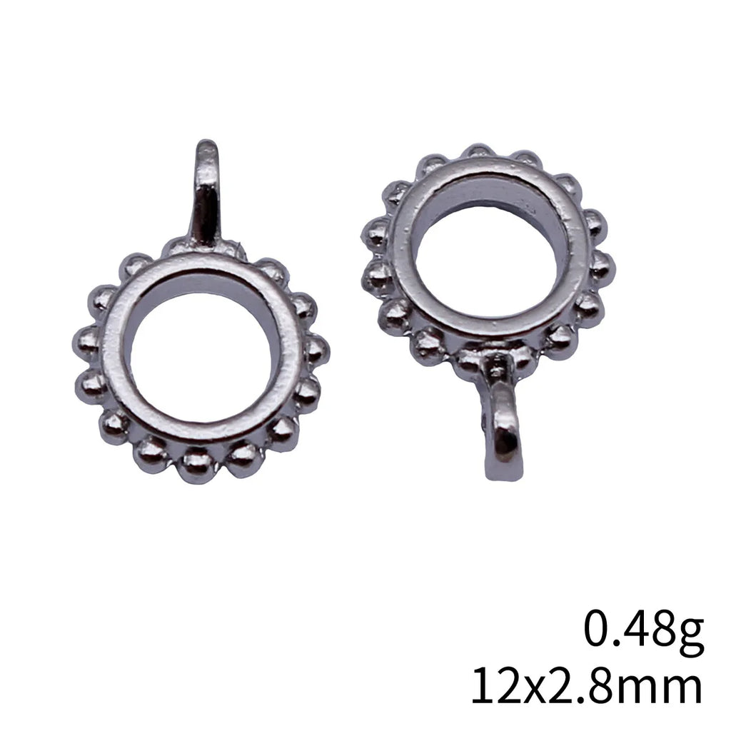 12x2.8mm 0.48g Platinum Tone Zinc Alloy Textured Three-Hole Pendant Bail Connector for DIY Jewelry