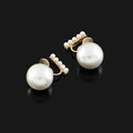 Elegant Luxury Big Pearl Spiral Alloy Front Back Stud & Clip On No Piercing Women's Earrings