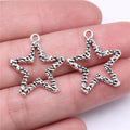 26x21mm 1g Antique Silver Zinc Alloy Hollow Five Point Star Charm Pendant for DIY Jewelry Making