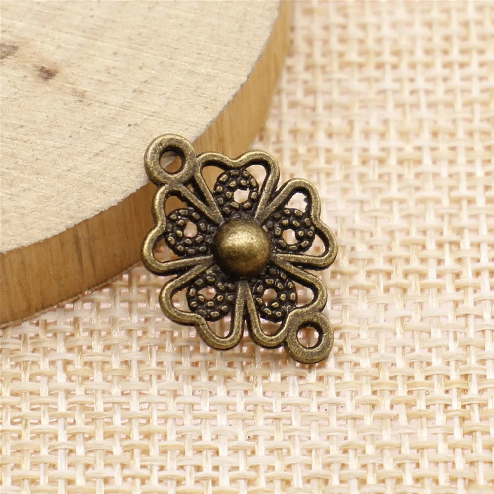 20x15mm 1.3g Multicolor Zinc Alloy Flower Connector Charm for DIY Bracelet Necklace Jewelry Making