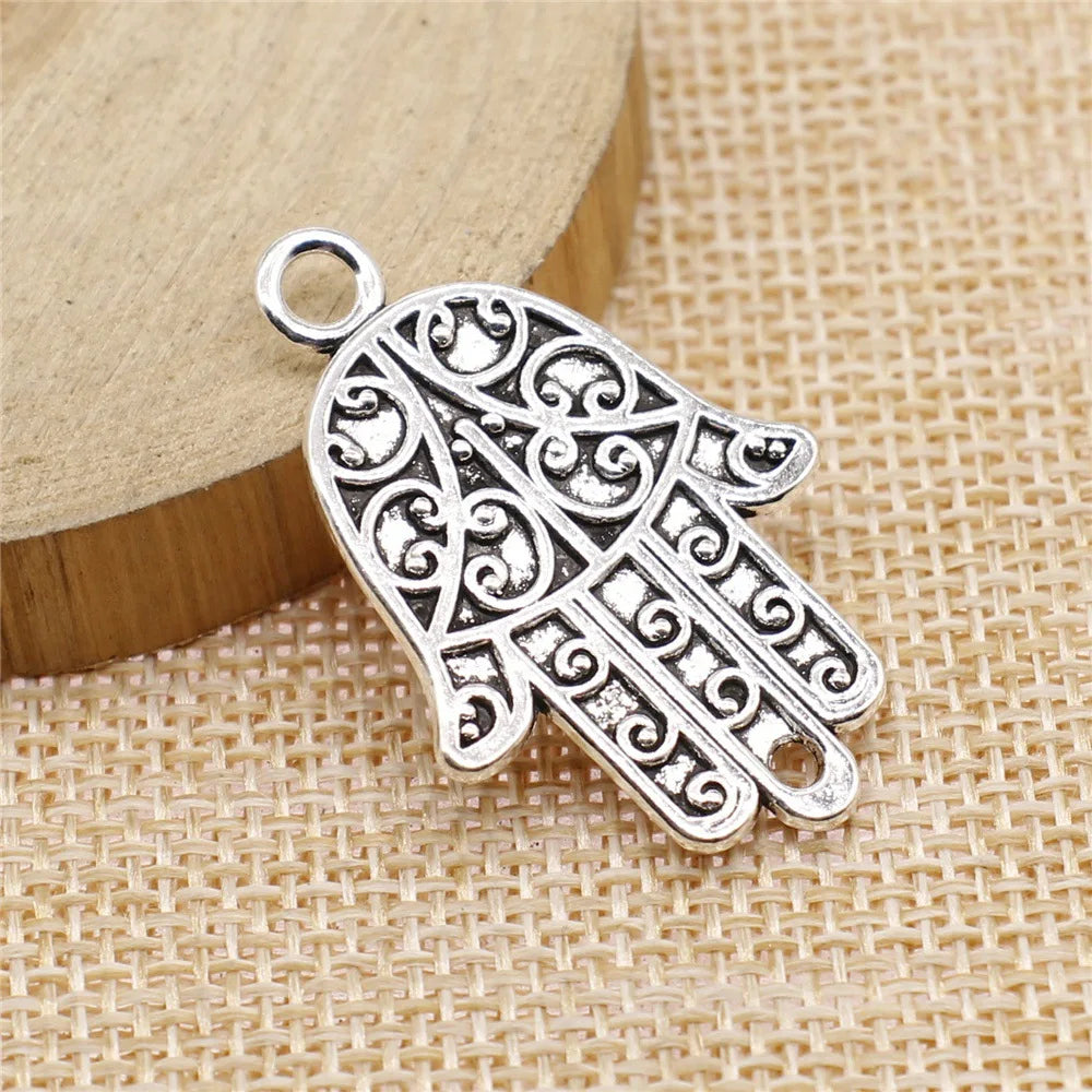 37x24mm 3.8g Antique Silver Zinc Alloy Hand Palm Connector Charm Pendant for DIY Clothing Jewelry