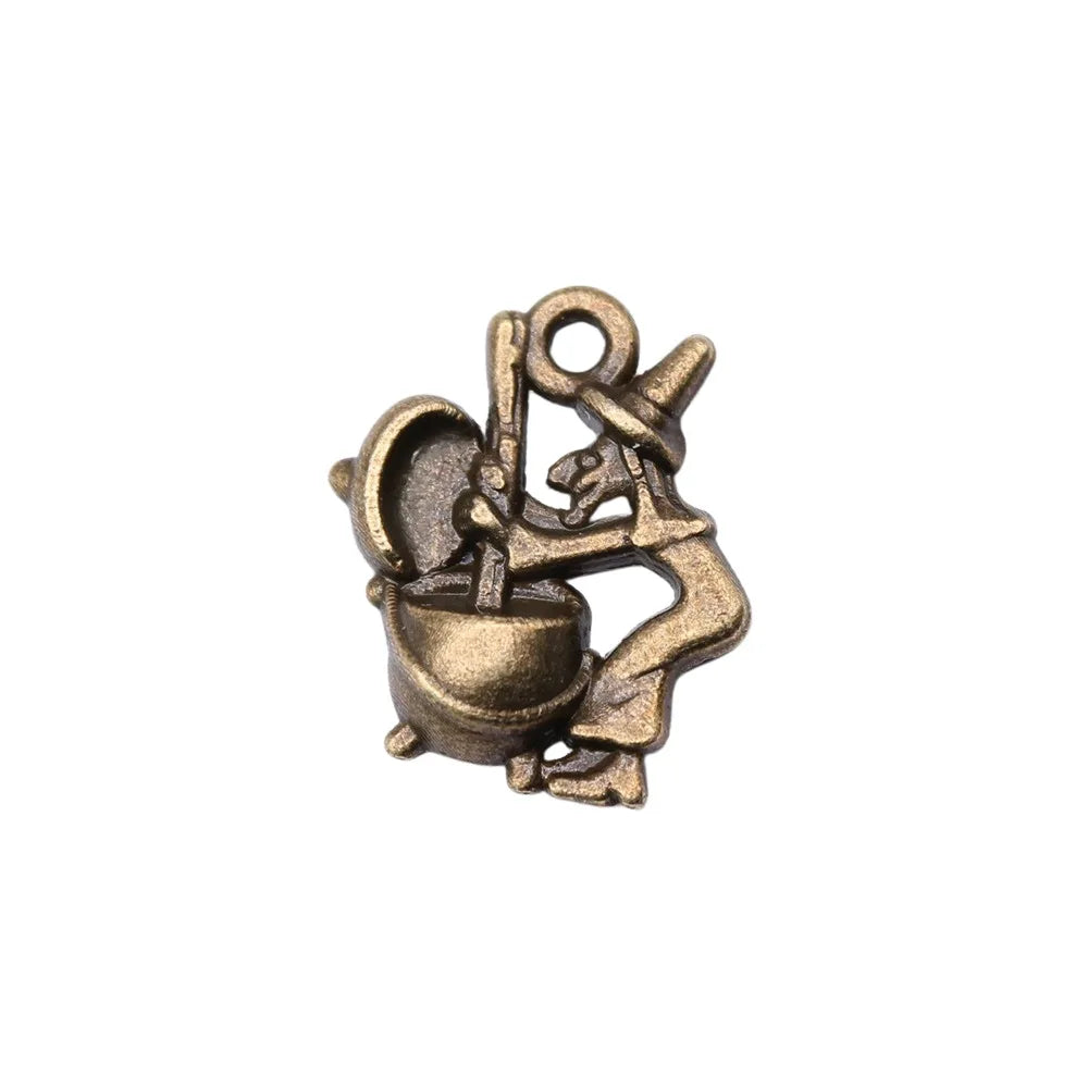 17x14mm 1.3g Multicolor Zinc Alloy Witch Grinding Medicine Charm Pendant for DIY Jewelry Making