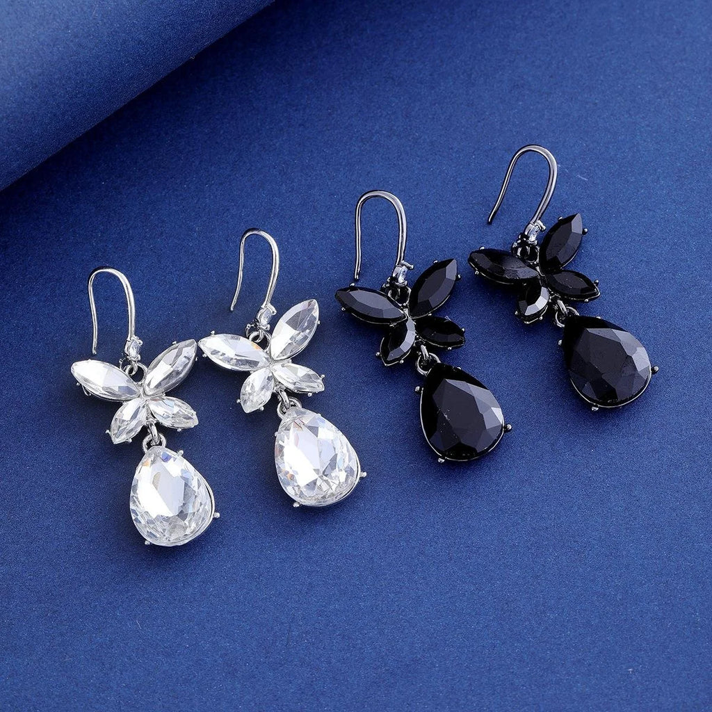 Elegant Blue Crystal Butterfly Teardrop Hook Earrings With Zircon Accents For Wedding Party Banquet Gift