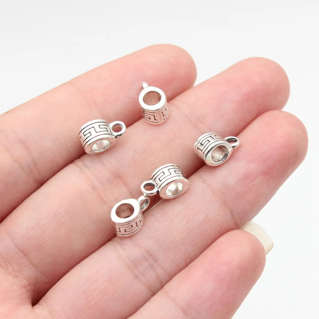 9.8x5.6x5.2mm 0.6g Antique Silver Zinc Alloy Three Way Bail Charm Pendant for DIY Necklace Bracelet Making
