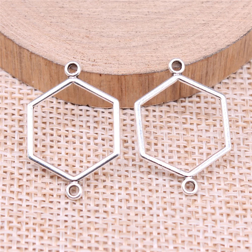 25x16mm 0.57g Multicolor Zinc Alloy Six-Point Star Honeycomb Connector Charm Pendant for DIY Jewelry