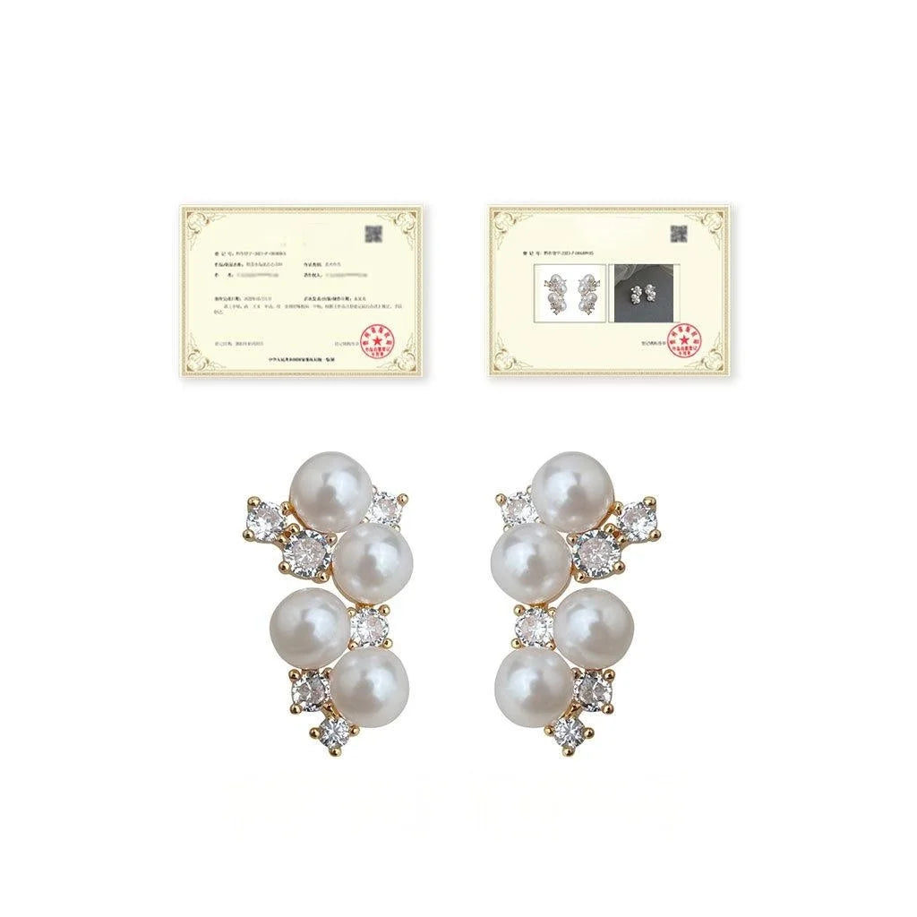 Light Luxury Micro Pave Zircon Constellation Geometric Copper Stud Earrings