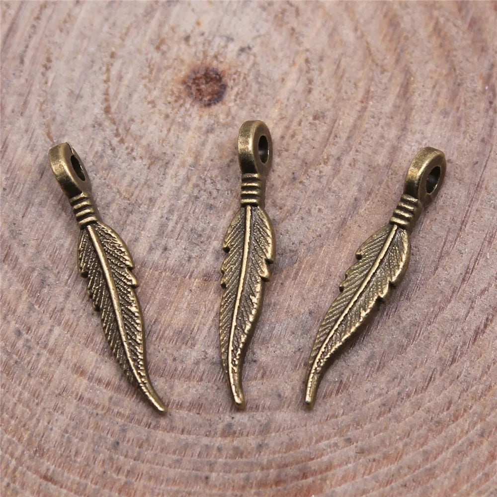 3x16mm 0.2g Multicolor Zinc Alloy Feather Charm Pendant for DIY Necklace Bracelet Jewelry Making