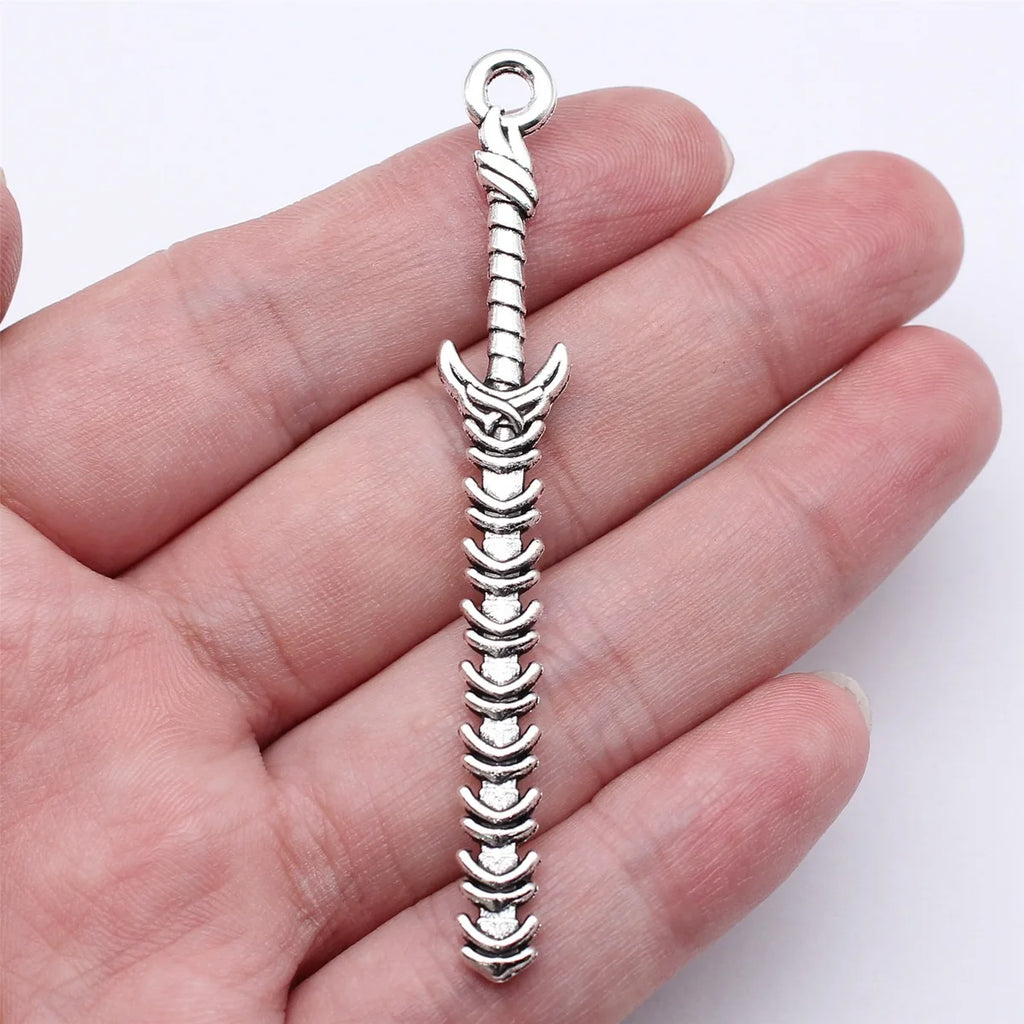 71mm 3.5g Antique Silver Zinc Alloy Knife Spear Sword Halberd Weapon Charm Pendant for Cosplay DIY