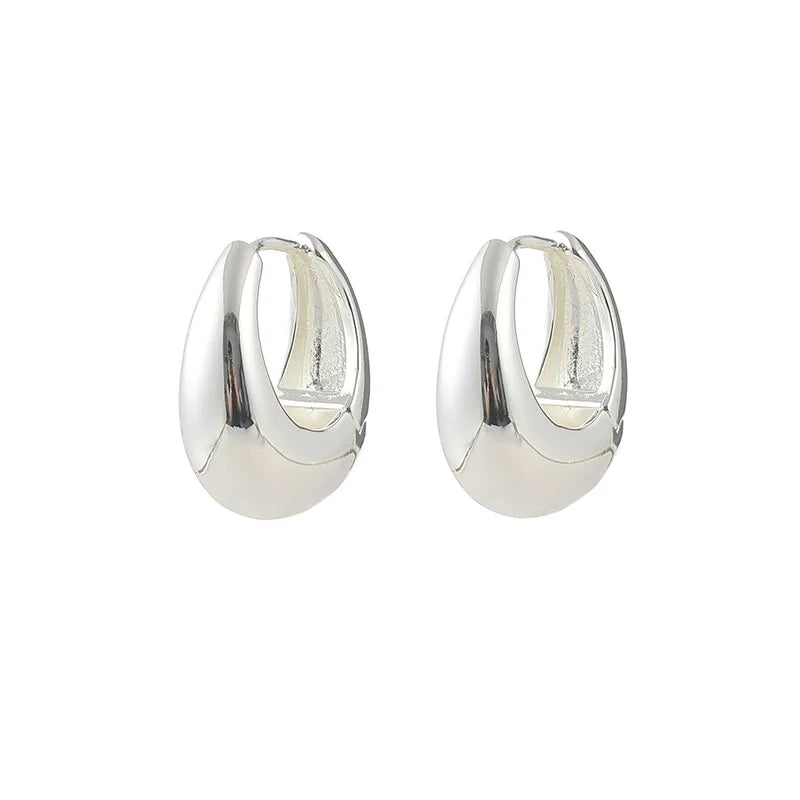 Elegant Minimalist Waterdrop Alloy Hoop Stud & Clip On No Piercing Versatile Women's Earrings