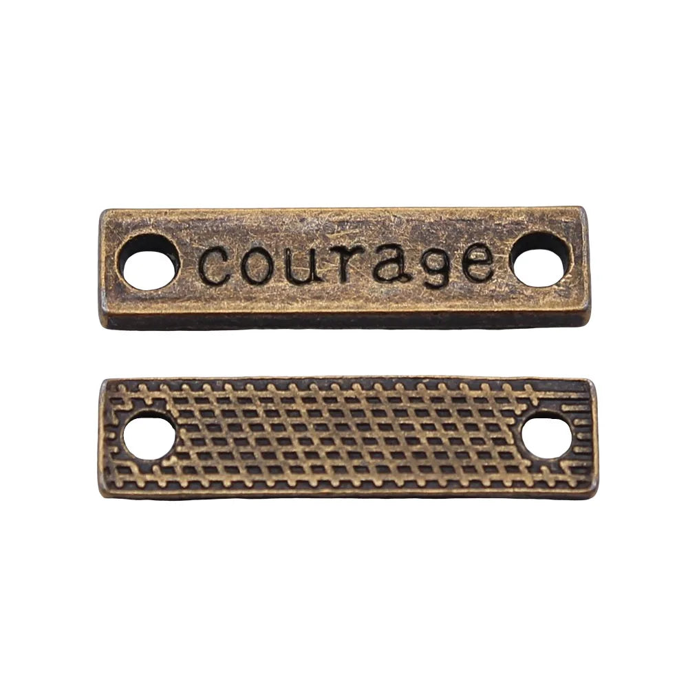24x6mm 1.2g Multicolor Zinc Alloy Courage Word Connector Charm for DIY Bracelet Jewelry Making