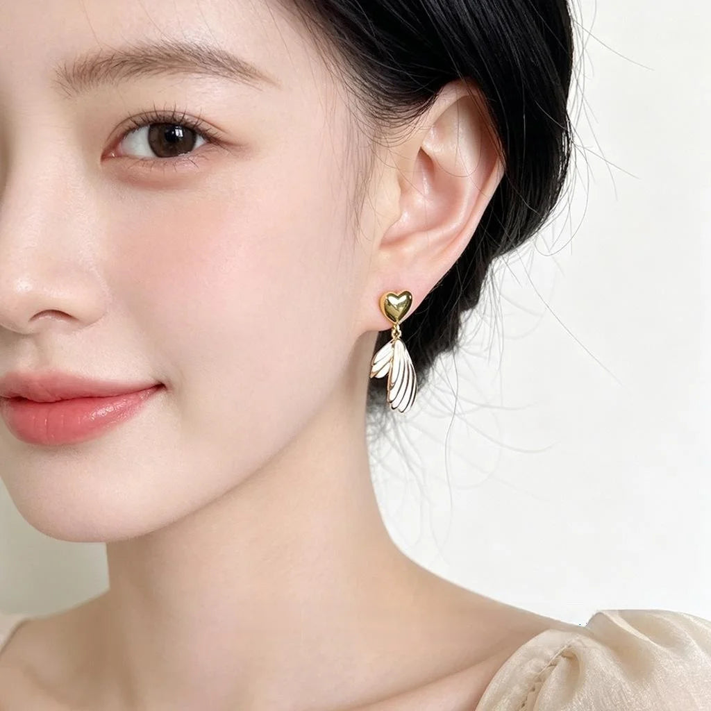 Eco-Friendly Copper Asymmetric Fishtail Heart Geometric Vacation Style Drop Earrings