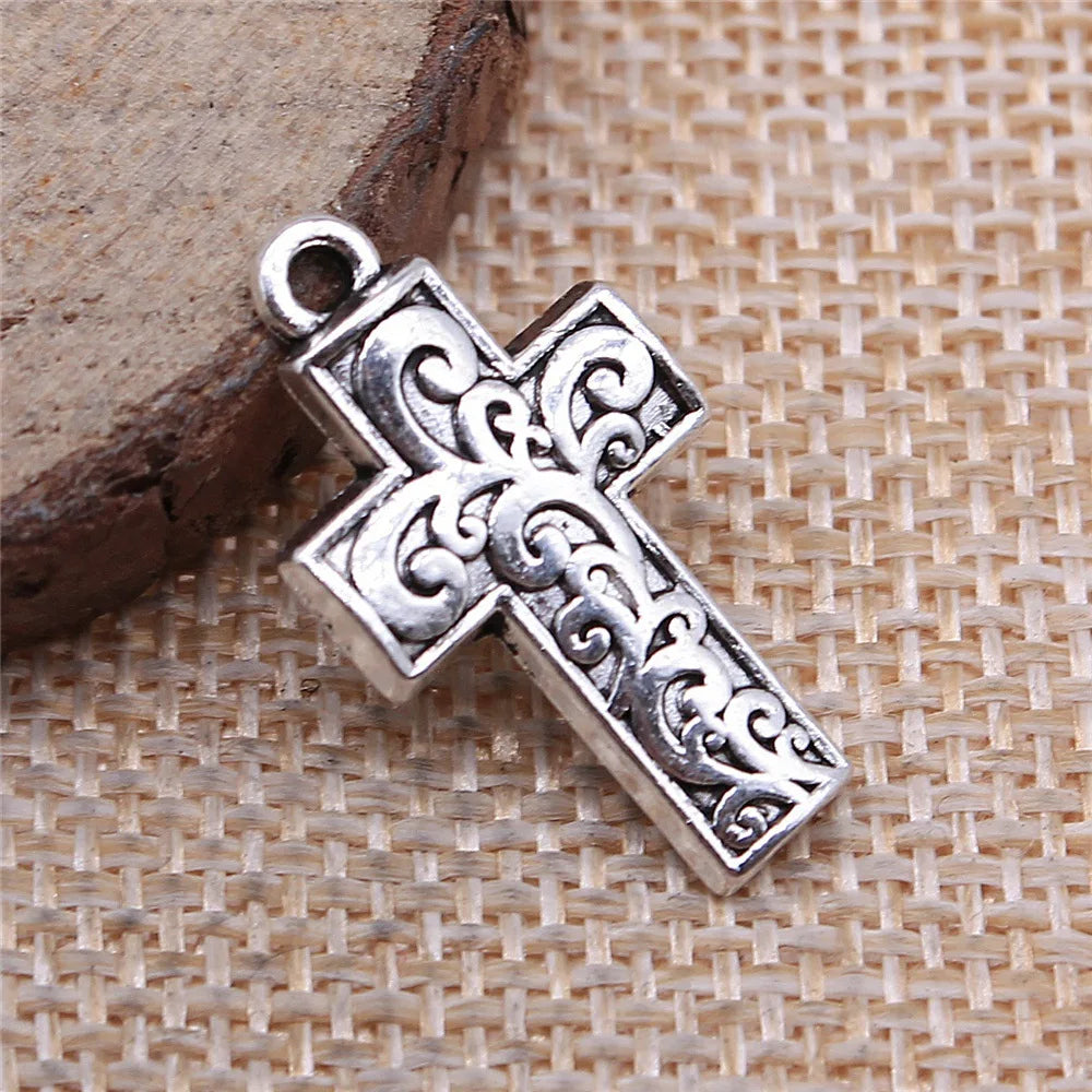 14x25mm 1.6g Multicolor Zinc Alloy Cross Charm Pendant for DIY Necklace Bracelet Jewelry Making