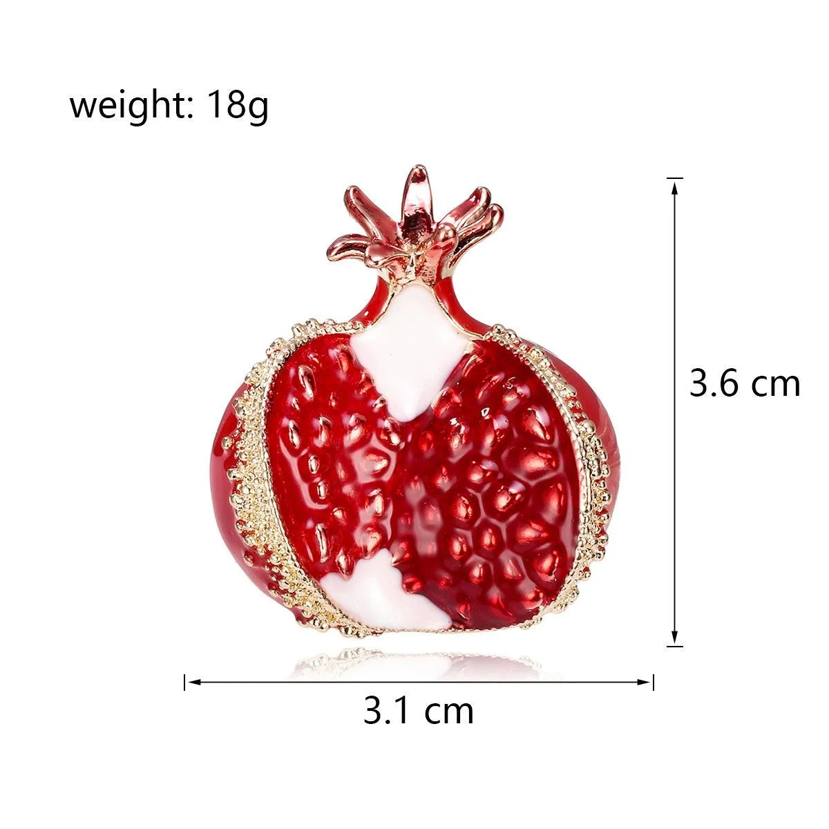 Elegant Red Enamel Pomegranate Brooch With Gold Alloy Rhinestones, Fashion Fruit Lapel Pin Corsage Gift