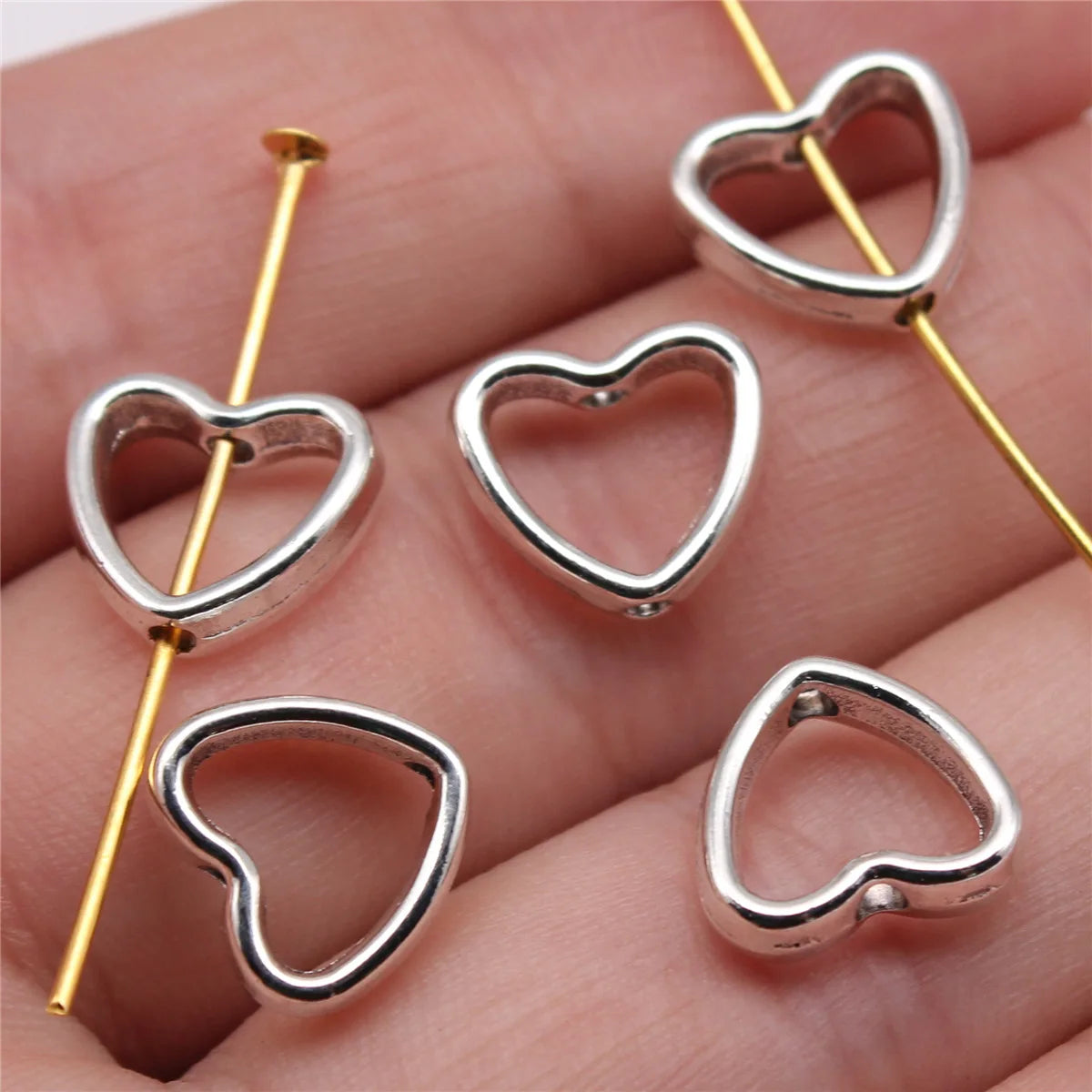 11x12x1.3mm 0.9g Zinc Alloy Heart Connector Charm Findings for DIY Bracelet Necklace Jewelry Making