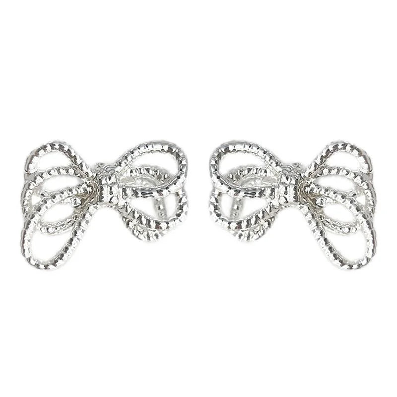 Minimalist Copper Twisted Rope Knot Bow Stud Earrings For Women Elegant Commuter Jewelry