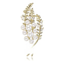 Elegant Wheat Ear Pearl Rhinestone Brooch Gold Tone Alloy Plant Lapel Pin Corsage Suit Accessory Gift
