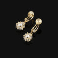 Luxury Spiral Disc Zircon Drop Stud & Clip On No Piercing Gold Alloy Sparkling Ball Dangle Earrings