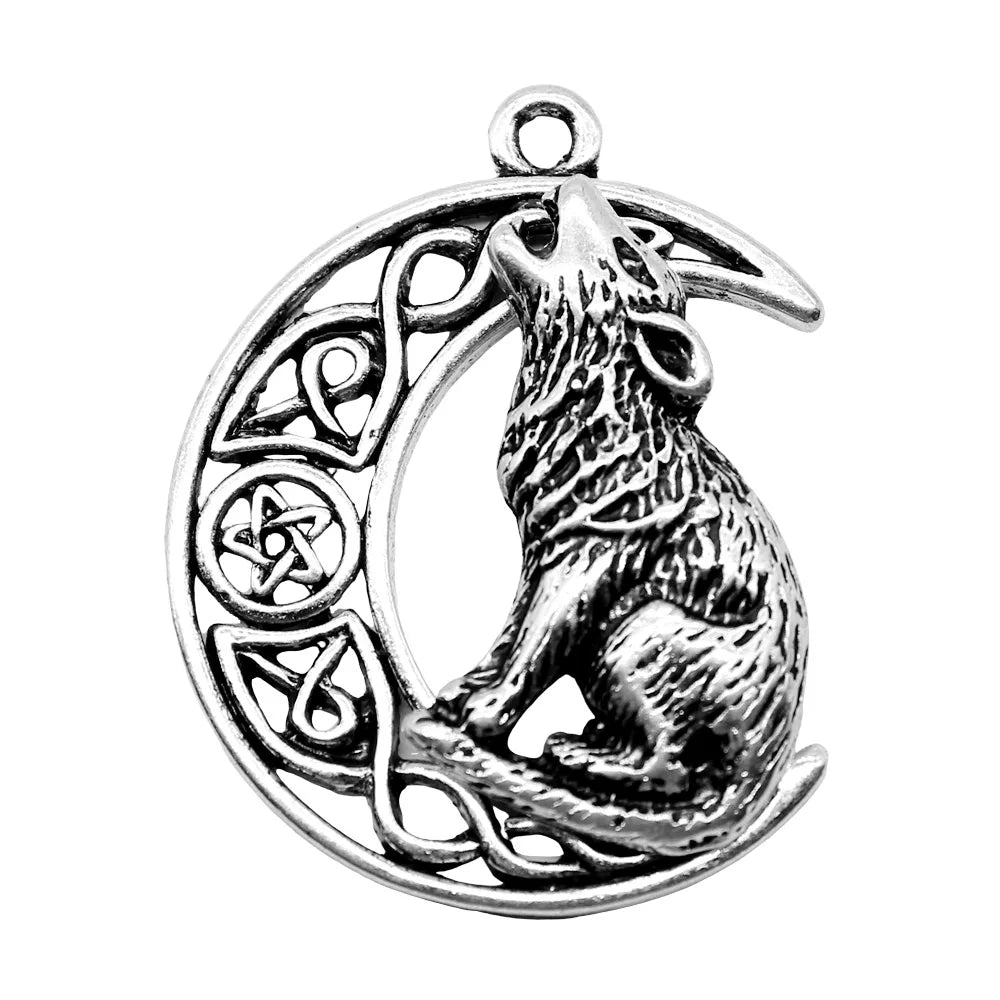 26x33mm 4.7g Antique Silver Zinc Alloy Viking Wolf charm pendant for necklace bracelet DIY jewelry making