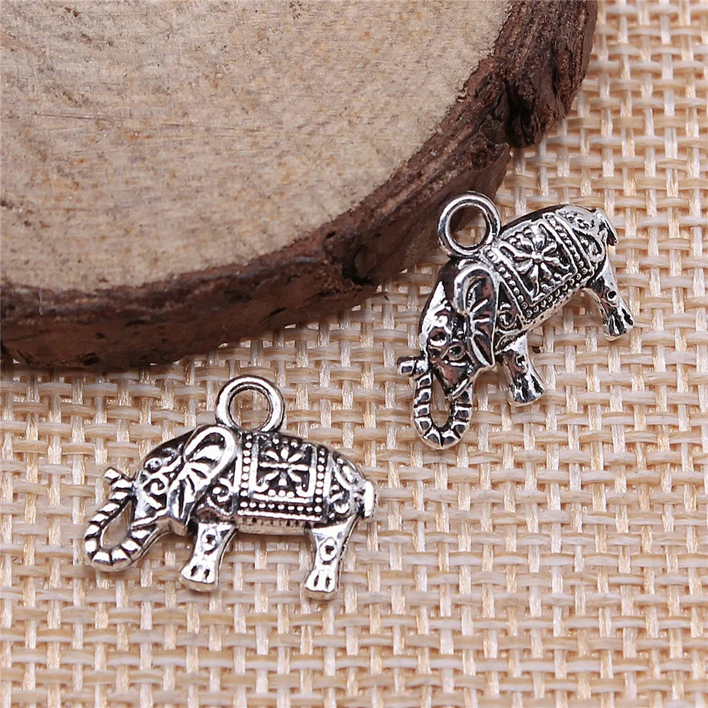 17x13mm 1.5g Multicolor Zinc Alloy Elephant Charm Pendant for Necklace Bracelet DIY Jewelry Making
