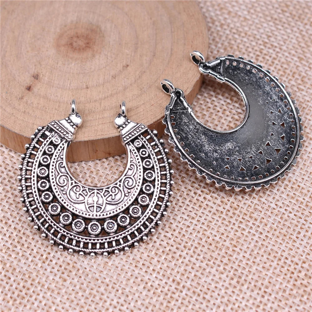 38x37mm 5g Multicolor Zinc Alloy Half Moon Earring Connector Charms for DIY Earrings Jewelry Making