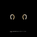 Minimalist Copper Micro Pave Zircon U Shape Horseshoe Stud Earrings For Women